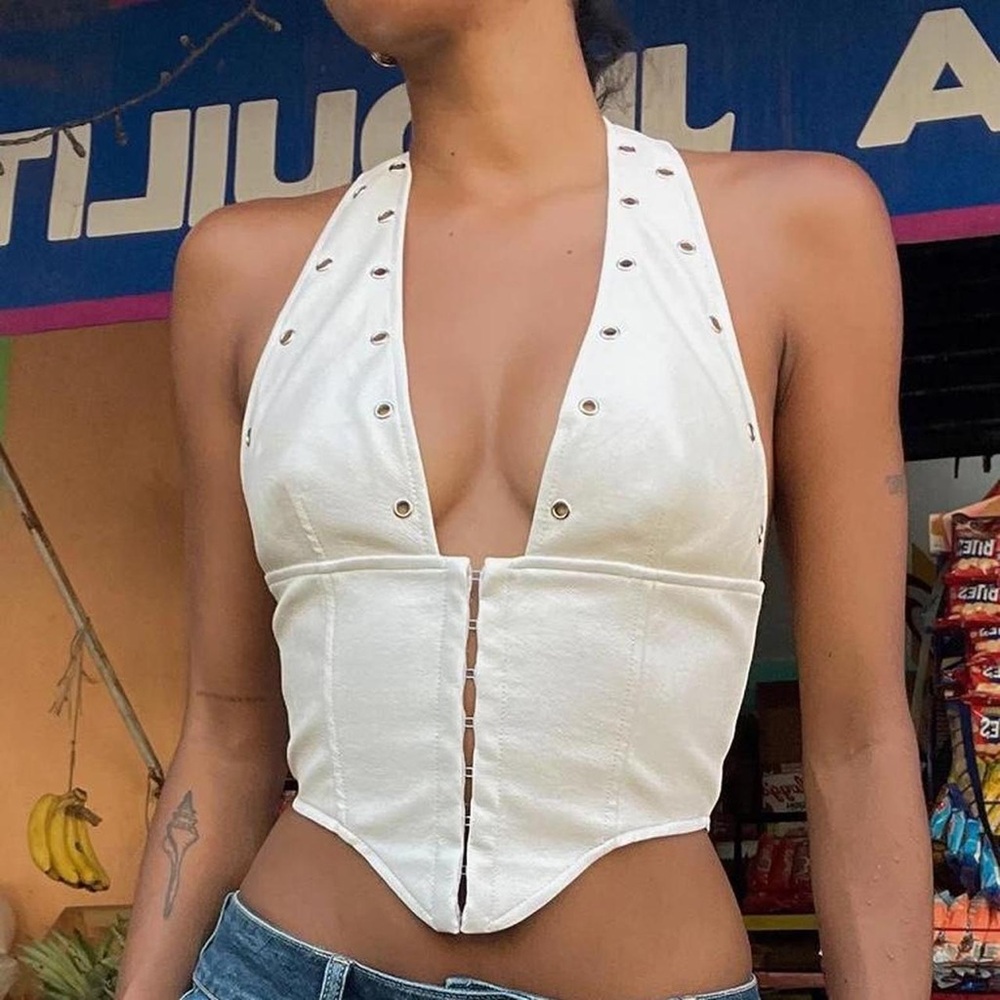 Princess Polly White Halter Blouse